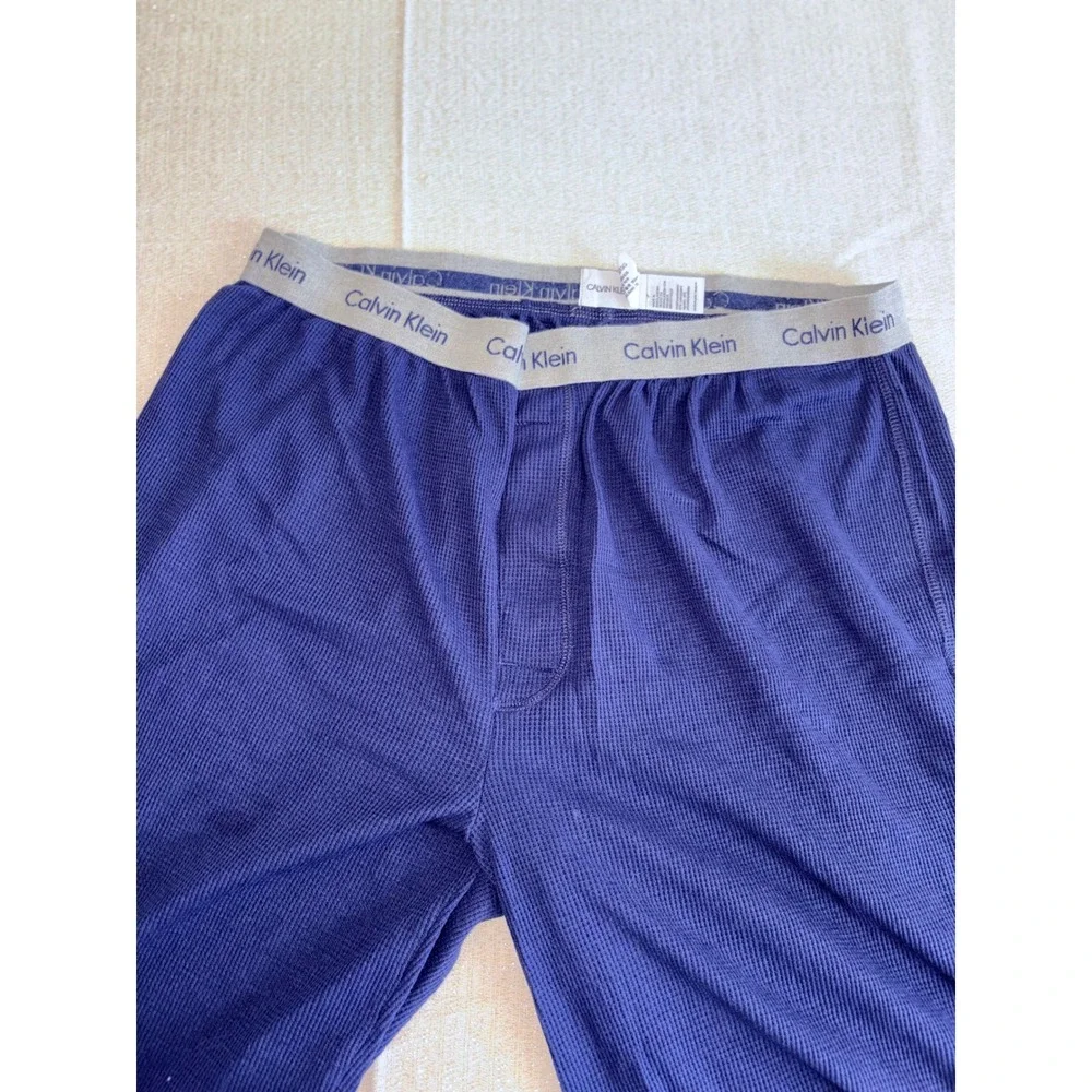 Calvin Klein Mens Navy Blue gray  Waffle Knit‎  Pajama Pants Joggers Size xl